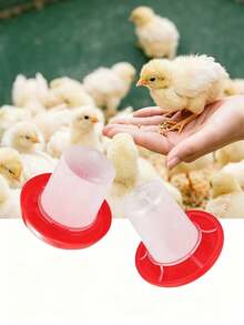 Automatic Pet Feeding And Watering Set, 160ml/1KG/2KG Capacity, Suitable For Chickens, Pigeons, Quails And Other Poultry, Livestock Feed Trough And Water Bucket, Unattended Feeding And Watering Equipment - Red and White - View 6