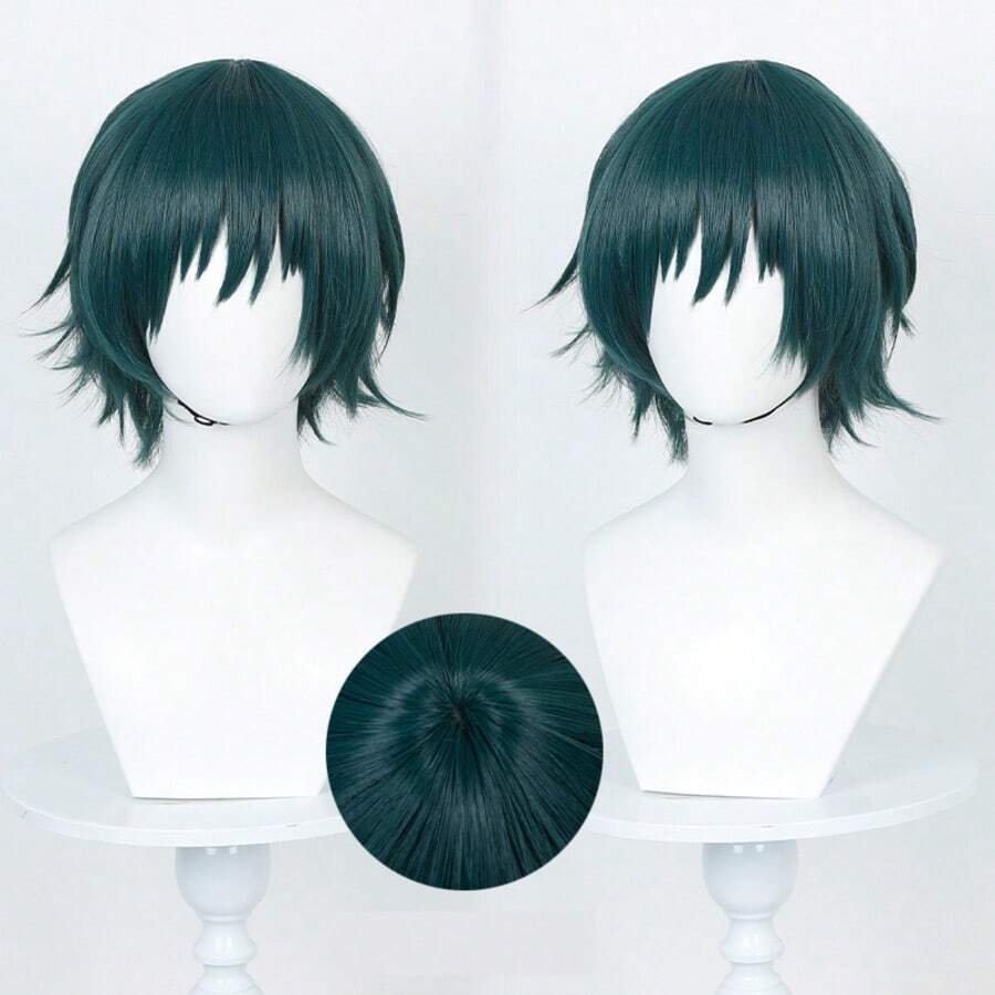 動漫角色扮演綠色假髮,適用於動漫展、萬聖節、嘉年華角色扮演 - 墨綠色 - 查看 1