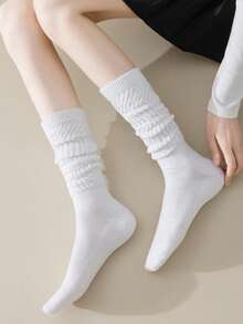 3/2/1 Pairs Women's Ribbed Knit Knee-High Socks, Slimming Fit, Warm, Elastic, Non-Slip, Anti-Slip, College Style JK Boot Socks, Black & White Winter Edition - Multicolor - View 4