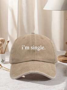 1件中性款「I'm Single」印花棒球帽 可調節設計 適合徒步登山、旅行與戶外活動 - 多色 - 查看 12