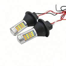 7440 1156 BA15S P21W Dual Color LED Brake & Turn Signal Light Bulbs, Complete Retrofit Kit With 50W Load Resistors, Error-Free Operation, OE Plug & Play Extension Harness Adapter - White/Amber - View 6