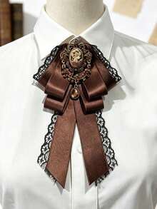 1pc Handmade Unisex Multi-Layer Lace Rhinestone Exquisite Bow Tie, High-End Elegant, Suitable For Uniform, Daily Wear, Party - Multicolor - View 6