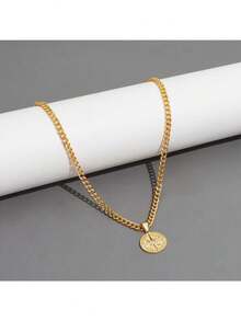 1pc Punk Compass Pendant Men's Necklace Hip Hop Jewelry, Color May Vary, Subject To Actual Product - Multicolor - View 7
