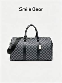 Plaid Large Capacity Travel Luggage Bag, With Tag, Detachable Shoulder Strap, Suitable For Short-Term Business Trips And Fitness, Multi-Functional Luggage Bag - Multicolor - View 1