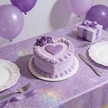 1 Peça Toalha de Mesa de Folha de Alumínio Brilhante Roxa | 274*137cm, Escolha Ideal para Decoração de Aniversário, Casamento, Chá de Bebê, Festa de Aniversário, Tecido Plástico Feito à Máquina - Multicolorido - Visão 7