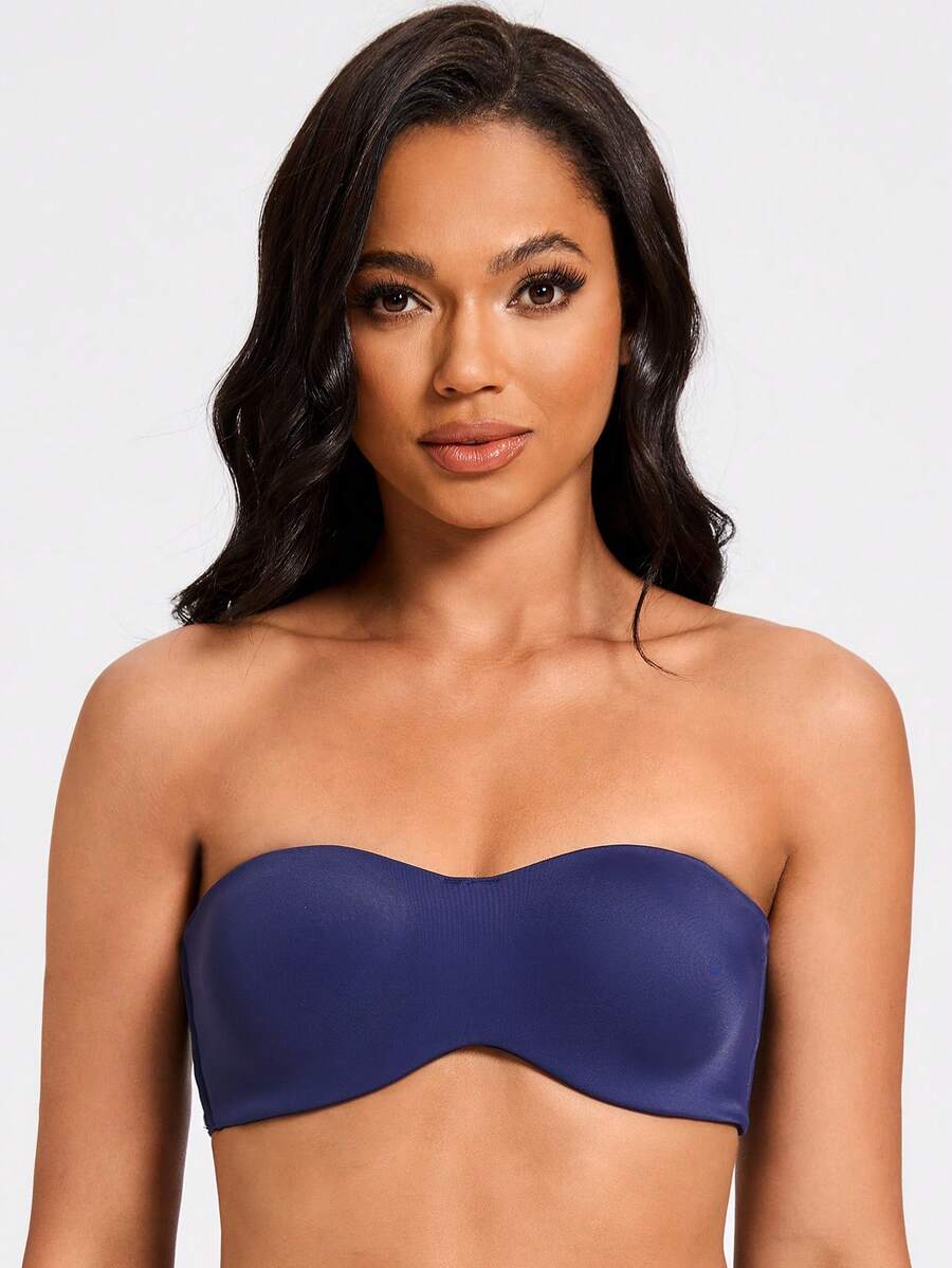 MELENECA Women's Strapless Bra For Large Bust Minimizer Unlined Bandeau With Underwire