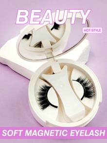 Sibeuna A Pair Magnetic False Eyelashes,Half Eyelash,Short Magnetic Eyelashes,Natural Cat Eye Makeup Effect Reusable,Suitable For Beginners Easy To Use Salon-Quality Long-Lasting False Eyelash Extensions,Magnetic Lashes - Black - View 3