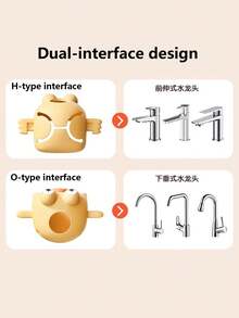 1pc Cartoon Fish Shaped Faucet Extender, Silicone Splash Guard, Dual Interface Design, U-Shaped Anti-Splash, Bathroom Accessory - Multicolor - View 12