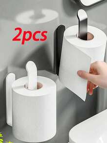 1pc U-Shaped Toilet Paper Holder - Minimalist Bathroom Storage Rack, Self-Adhesive Toilet Paper Holder, Fashion Design, Plastic Material, Easy To Attach, Only Suitable For Tile/Glass And Other Smooth Hard Surfaces, Use 24 Hours After Application - Multicolor - View 2