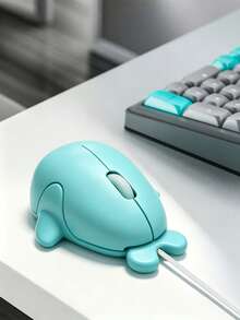 Kawaii Cartoon Dolphin Wired USB Mouse Ergonomic Comfort Grip Plug & Play No Driver Matte Anti-Slip Cute Computer Mice High Precision Smooth Tracking For Laptop Desktop Student Office - View 2