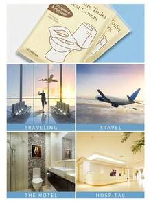 10pcs Disposable Paper Toilet Seat Covers, Flushable Paper Toilet Seat Covers, Suitable For Adult Toilet Training, Essential Disposable Supplies For Public Restrooms, Airplanes, Camping, Travel, Hotel, Outdoor, Guest Room, Beach Travel Mini Pack, Menstrual Disposable Supplies, Bathroom Accessories - Multicolor - View 2