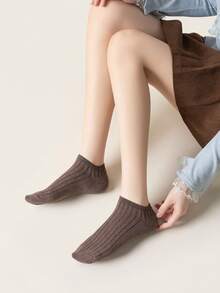 5 Pasang Kaos Kaki Wanita Katun Murni Tanpa Jahitan, Kaos Kaki Pendek Bergaris Warna Polos, Menyerap Keringat, Bernapas, Tahan Bau, Lembut, Kasual, Kaos Kaki Sepergelangan Kaki untuk Sehari-hari - MultiWarna - View 4