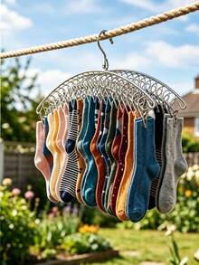 Windproof Premium Clothes Drying Rack, Windproof Clothes Hanger, Reinforced Stainless Steel Drying Rack, Suitable For Hanging Socks, Underwear, Panties, Tights And Gloves - Multicolor - View 6