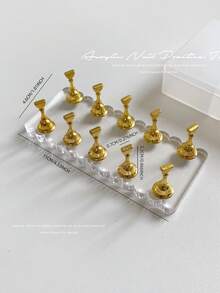 3D Resin Acrylic Rectangular Right-Angle Ripple Base Nail Art Display Stand With Aurora White, Purple, Pink, Champagne, Alloy Gold And White K Finger Holder Practice Tray Set, Korean-Japanese Style Floral Laser DIY For Home, Outdoor, Women, Mom, Sister, Wife, Girlfriend, Wedding, Nail Salon, Beauty Parlor, Valentine's Day - Multicolor - View 23