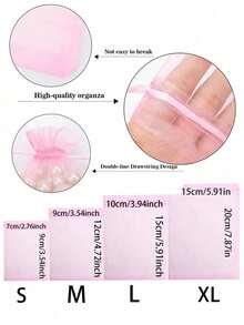 5/10/20/50/100pcs Multi-Color Gauze Bags, Gift Packaging Bags, Gift Bags, Home Daily Necessities, Nylon Storage Bags, Holiday Party Supplies, Wedding Supplies, Gift Decoration Packaging, Small Packaging Bags, Jewelry Accessories Packaging, Gift Hanging Bags, Birthday Gift Jewelry Drawstring Bags - Pink - View 7