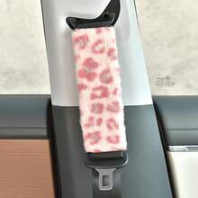 2pcs Personalized Leopard Print Plush Car Seat Belt Shoulder Pads, Anti-Chafe Shoulder Strap Covers, Universal Fit Car Interior - A - View 9