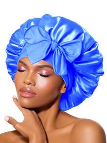 Silk Bonnet Satin Bonnet For Sleeping Large Bonnets With Tie Band Hair Wrap With Adjustable Straps Hair Cap For Women Curly - Multicolor - View 12