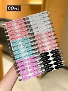 60pcs Women's Multi-Color Oval Hair Clips, Minimalist Versatile Style, Small Hair Clips, Alligator Hair Clip Design, Women's Hair Accessories, Hair Clips, Vacation Accessories, Suitable For Daily Casual And Going Out Wear, Hair Accessories. - Multicolor - View 10