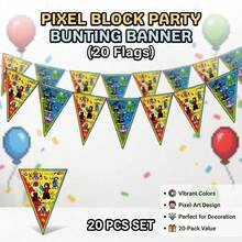 Roblox 新款 20 件組動漫主題彩帶生日裝飾 彩色三角旗派對裝飾 拍照道具 適用於聖誕派對 生日嘉年華之夜 多場景布置 - Roblo 新三角旗 - 查看 5