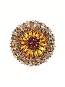 1pc Exaggerated Sunflower Brooch, Luxury Elegant Design Pin Clothing Accessory Corsage - Gold - View 9