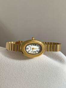 1 pieza Reloj de cuarzo de nudo de bambú cuadrado en color dorado/plateado, adecuado para uso diario y regalo perfecto para cumpleaños, Navidad - Dorado - Ver 9