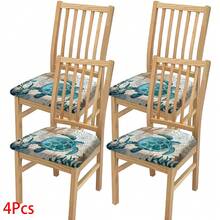 2/4/6pcs Set, Turtle Pattern Printed Milk Silk Seat Cushion Cover, High Elasticity Full Coverage Dining Chair Seat Cushion Protector, Removable Washable Dust-Proof Chair Cover, Suitable For Kitchen Dining Chairs, Restaurant Chairs, Living Room Chairs, Office Chairs And Home Decor - Multicolor - View 14