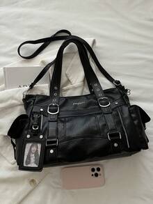 New Fashion Handbag/Shoulder Bag, Suitable For Parties, Gatherings, Outings, Vacations, Shopping And Daily Use, Can Store Coins, Phones, Also Suitable As Work Bag For White-Collar Workers, College Students And Office Workers, Elegant Women's Bag - Black - View 5