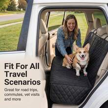Pet Dog Car Rear Seat Cover/Back Seat Dog Seat Cover Durable Scratch-Resistant Non-Slip, Protects Pet Fur And Mud Washable Back Seat Dog Cover Compatible With Car Armrest Easy To Clean Foldable - Black - View 4
