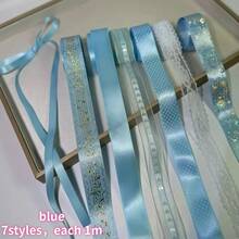 金箔印花緞面蕾絲緞帶套組，多款圓點、蝴蝶、音符緞帶，DIY胸針掛繩禮品包裝裝飾手工藝材料 - A - 查看 11