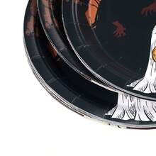 20/24/40pcs/Set Haunted Dark Forest Ghost Pumpkin Moon 7/9 Inch Round Paper Plates And Cups Set, Halloween Night Disposable Tableware, Gothic Garden Dinner, Dessert Table, Outdoor Picnic, Camping BBQ And Buffet Decoration - Multicolor - View 5