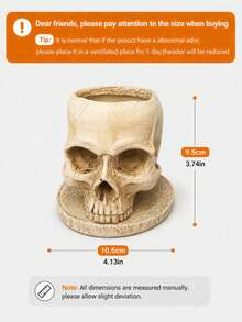 Skull Makeup Brush Holder, Gothic Vanity Organizer, Halloween Desk Decor Cup For Cosmetic Brushes, Eyeliner, Pens, Bathroom Countertop, Dressing Table, Bedroom & Office Decor - Multiple Models - View 8