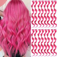 12/16 Pcs Ekstensi Rambut Berwarna Keriting Bergelombang Jepit Rambut Sintetis, Rambut Sorotan Warna untuk Pesta, Rambut Bergaris untuk Wanita, Anak Perempuan, Dewasa, Hadiah Cosplay - MultiWarna - View 10