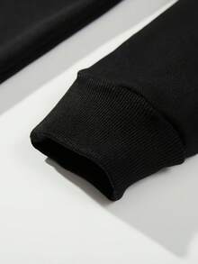 New Autumn Women's Hooded Sweatshirt,Letter Printing,Soft Blended Fabric,Adjustable Drawstring Cap,Front Pocket Design,Machine Washable. - 黑色 - 查看 4