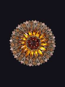 1pc Exaggerated Sunflower Brooch, Luxury Elegant Design Pin Clothing Accessory Corsage - Gold - View 4