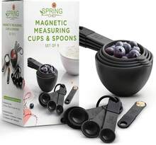 Spring Chef Magnetic Measuring Cups And Spoons Set Of 9, Nesting Kitchen Tool With Easy To Read Markings For Measuring Dry Or Liquid Ingredient, , Black - ColorA - View 1