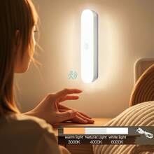 VOLACI 1pc Motion Sensor Magnetic LED Night Light, Wireless Wall Lamp, Under Cabinet Lighting, Home Bedroom, Hallway, Closet Motion Sensor Light, USB Rechargeable, Long-Lasting Power - Multicolor - View 3