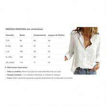 Women's Cotton Linen Blouse Long Sleeves Plus Size - Yellow - View 4