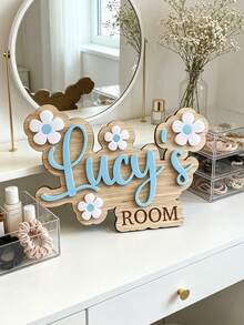 2D Personalized Bedroom Door Sign, Daisy Flower Pattern, Wooden & Acrylic Mixed Style, Personalized Room Identification Plate, Exclusive Bedroom/Dorm Private Space Decor Door Sign Gift, Healing Sweet Style Home Ritual Door Sign - Multicolor - View 9
