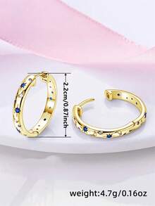 1 Pair Women's Elegant Square Cubic Zirconia Hoop Earrings, Suitable For Party, Engagement, Anniversary, Valentine's Day Gift - 5# - View 8