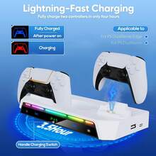 Wall Mount For PS-5/PS-5 Slim/Pro Console And Controllers With Dual Charger, Headphone Hanger, And RGB Lighting Strip For PlayStation5/Slim/Pro – ABS Material - 查看 6