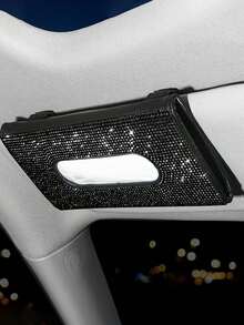 Rhinestone Decor PU Car Tissue Box - A - View 8