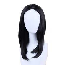 Peluca Sintética Negra de Longitud Media para Hombre, para Uso Diario, Fibra Resistente a Altas Temperaturas, Adecuada para Cosplay y Halloween - SNATURAL/L.RED/GREEN/27 - Ver 4