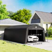 Outsunny 12 X 20 Ft Heavy Duty Carport, Outdoor Portable Garage Canopy Tent With 2 Ventilation Windows, Large Door, Car Shed Shelter For Truck, Boat, Motorcycle, Bike, Black - A - 查看 7