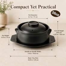 1 Pcs Korean Stone Pot Clay Cooking Pot Set, 38 Oz Heat Resistant Ttukbaegi, Ceramic Dolsot Bowl With Lid And Trivet, Ideal For Bibimbap, Korean Soup, Stew, Ramen And Rice - View 3