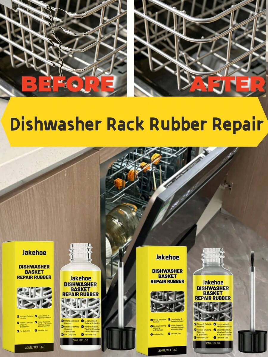 jakehoe 1pc/30ml/White/Grey 2 Colors, Dishwasher Basket Repair Rubber Plastic Basket Bonding Seamless Rust-Proof Waterproof Strong Convenient Repair Glue, Firmly Adheres To Dishwasher Basket Rack Surface, Dishwasher Basket Repair Rubber Dishwasher Rack Repair Coating Vinyl Touch Up Paint For Dishwasher Rack Dishwasher Wire Rack Repair Liquid Rubber, Compatible With Multiple Metal Basket Rack Components Most Dishwasher Internal Environments, Reduces Wear And Maintains Long-Term Stable Use Of Basket Rack