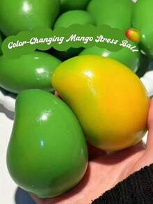 Nuova palla antistress in silicone morbido fatta a mano a forma di mango croccante, che cambia colore, giocattolo sensoriale ASMR per la decompressione - Multicolore - Visualizzare 6
