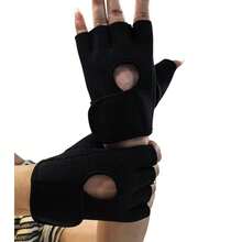1 Pair Unisex Breathable Weightlifting Fitness Gloves, Built-In Wrist Support, Anti-Slip Silicone Palm, Suitable For Various Gym Training And Exercise - Black - View 3