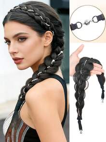 Fishbone Braid Headband Wig Integrated Fried Dough Braid Hair Accessory With Magic Tape - Multicolor - View 16