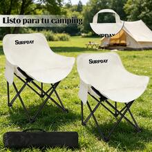 Set de 2 sillones plegables portátiles con funda de transporte, ligeros para camping, playa y excursiones al aire libre - Blanco - Ver 3