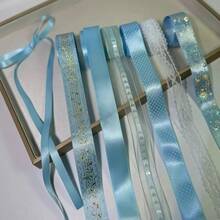 金箔印花緞面蕾絲緞帶套組，多款圓點、蝴蝶、音符緞帶，DIY胸針掛繩禮品包裝裝飾手工藝材料 - A - 查看 6